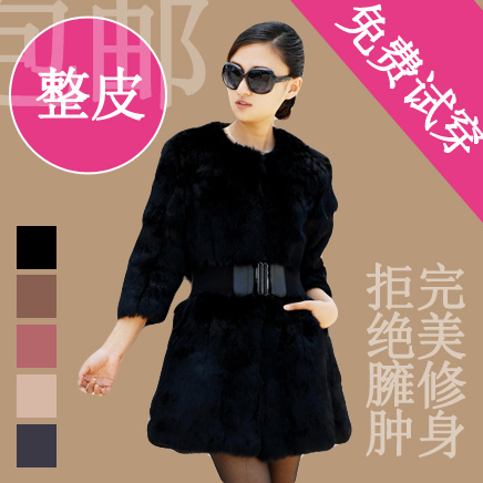 Fur coat rabbit fur outerwear  medium-long female