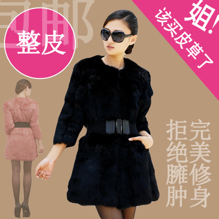 Fur coat rabbit fur outerwear  medium-long  Hi-Q(high quality)