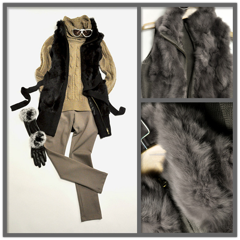 Fur coat rabbit fur wool vest female medium-long fashion autumn and winter sweater