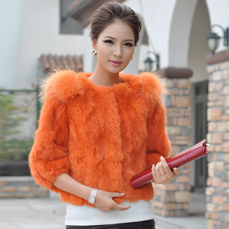 Fur coat short 2012 design rabbit fur overcoat female fur