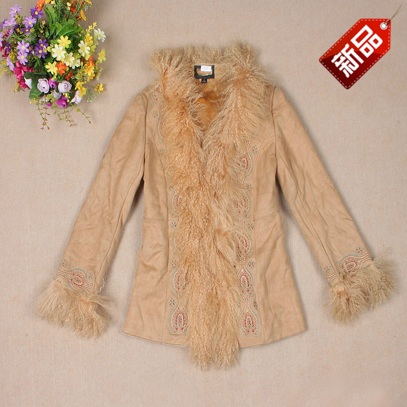 Fur collar female medium-long fur cocoa british style outerwear winter fur