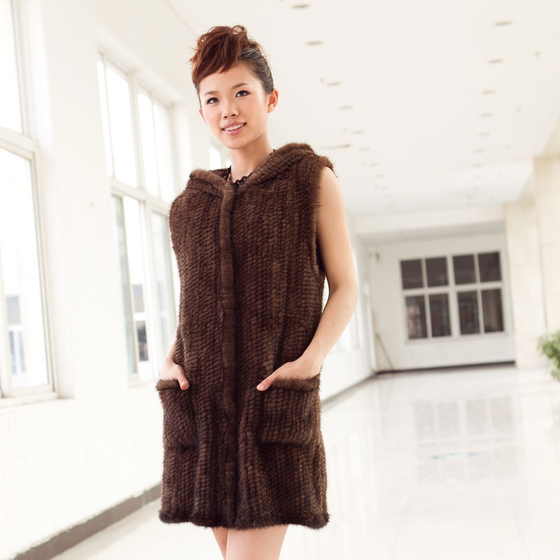 Fur fur coat women's knitted outerwear mink vest adjustable slim