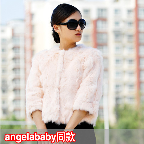 Fur fur o-neck rabbit fur patchwork outerwear short design fur