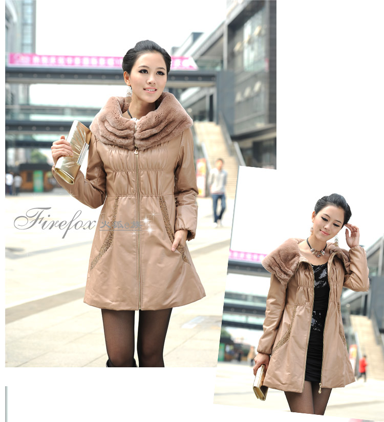 Fur genuine leather coat medium-long down female slim sheepskin rex rabbit hair leather clothing