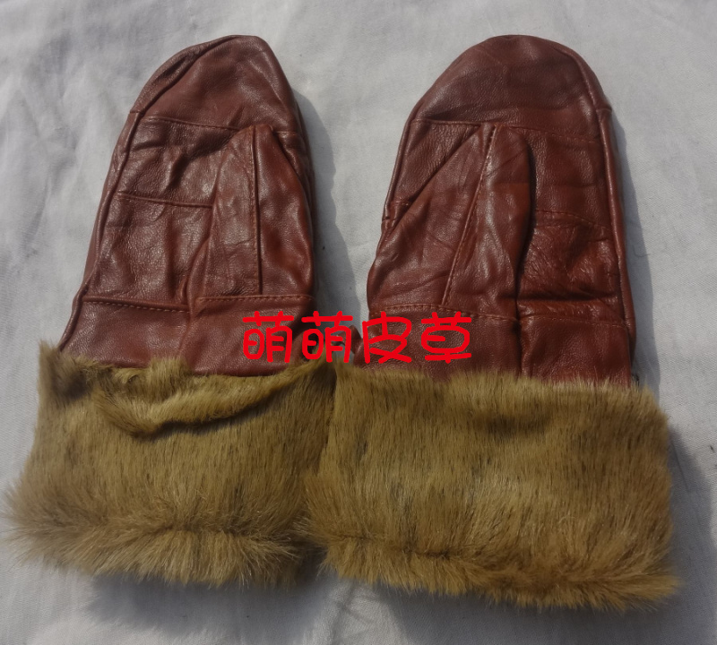 Fur gloves genuine leather gloves mitten fur one piece boring sub- gloves thermal fashion cotton gloves