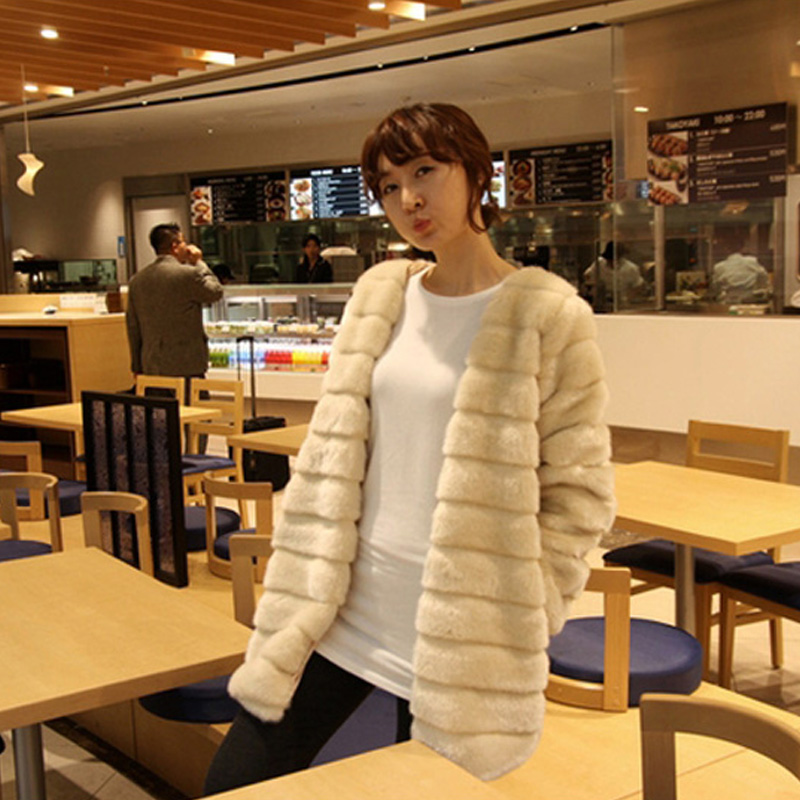 Fur overcoat outerwear medium-long slim rex rabbit hair wool winter casual