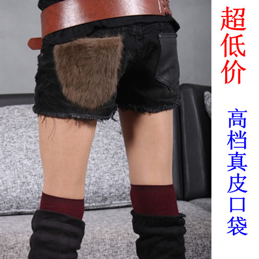 Fur shorts 2012 plus size shorts mm autumn and winter loose denim shorts hole boots pants new arrival