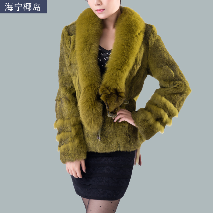 Fur slim ultra long fox genuine leather fur collar rex rabbit hair women's long-sleeve fur coat