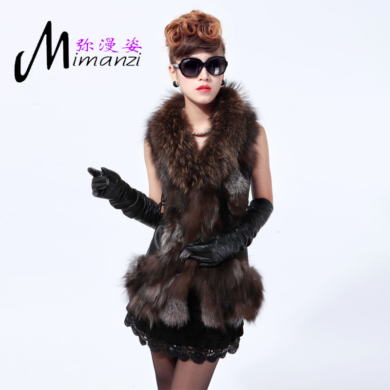 Fur vest 2012 fox fur lacing slim quality patchwork sheepskin fur vest