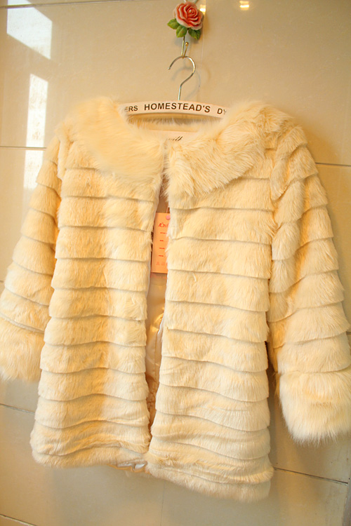 Fur women's faux design long overcoat slim outerwear