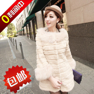 Fur women's faux long design overcoat slim outerwear