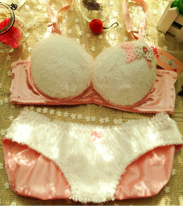 Fuzzy Winter Sweet Young lady rosaa bra set 1215# ladies bra designs