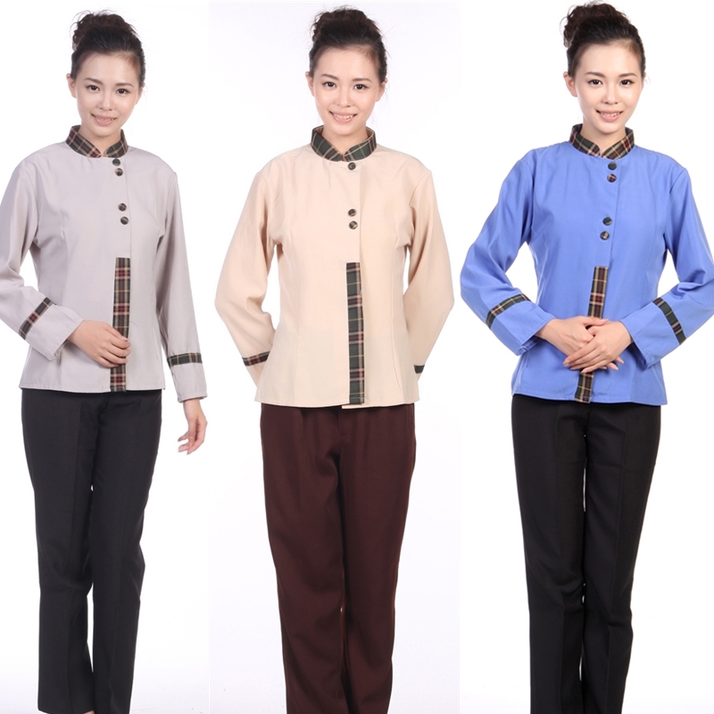 G001a long-sleeve cleaning service female waiter clothes work wear autumn and winter