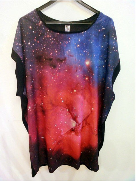 Galaxy loose women t shirt galaxy space star tee top shirt/Free shipping galaxy women tee shirt retail wholesale/GL010