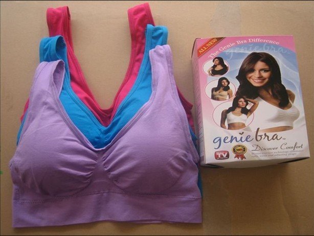 Genie Bra Seamless Adjustment Bra with Removable Pads with Retail Box Packing Yoga bra 30pcs/lot(One set=3pcs)