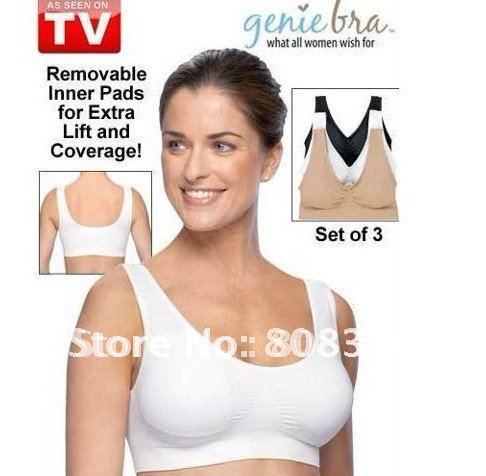 genie bra with removable pads 2 layer no hook plastic bag packing S M L XL XXL XXXL free shipping 60pcs/lot(20setsone set=3pcs)