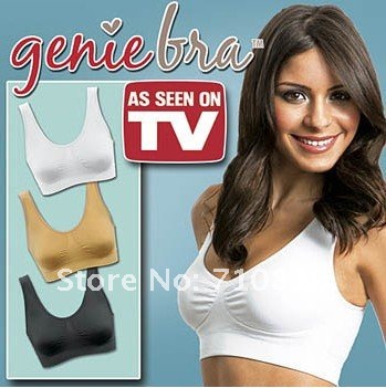 genie bra with removable pads 2 layer no hooks no wires sports bra