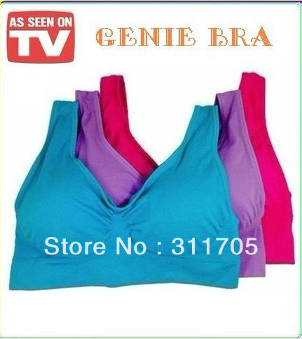 genie bra with removable pads 2 layer no hooks S M L XL XXL XXXL Plastic Bag Packing  DHL 300pcs/lot(100sets,one set=3pcs)