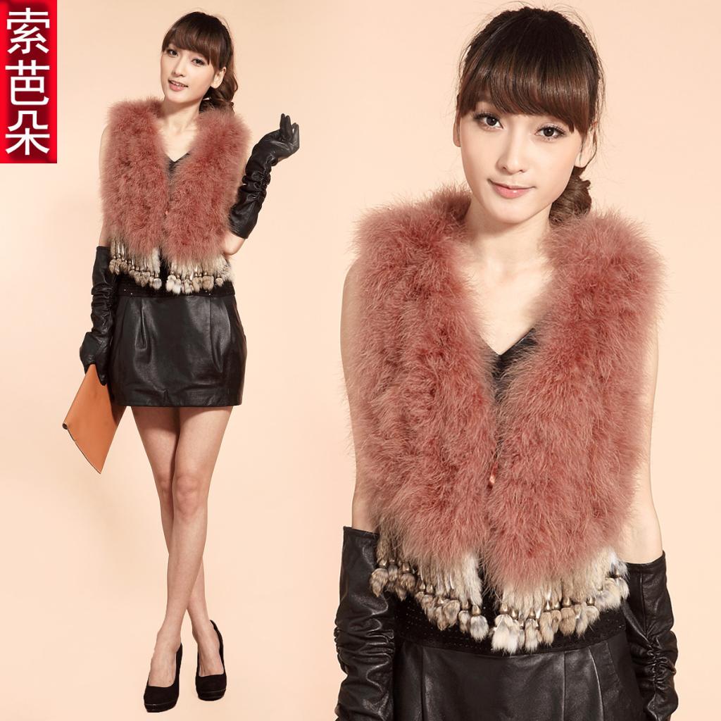 Genuine leather 2012 autumn ostrich wool vest short design vest outerwear turkey sweater vest fur 97