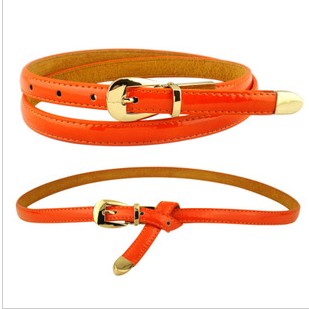 Genuine leather all-match women's thin belt female candy color japanned leather strap casual belt