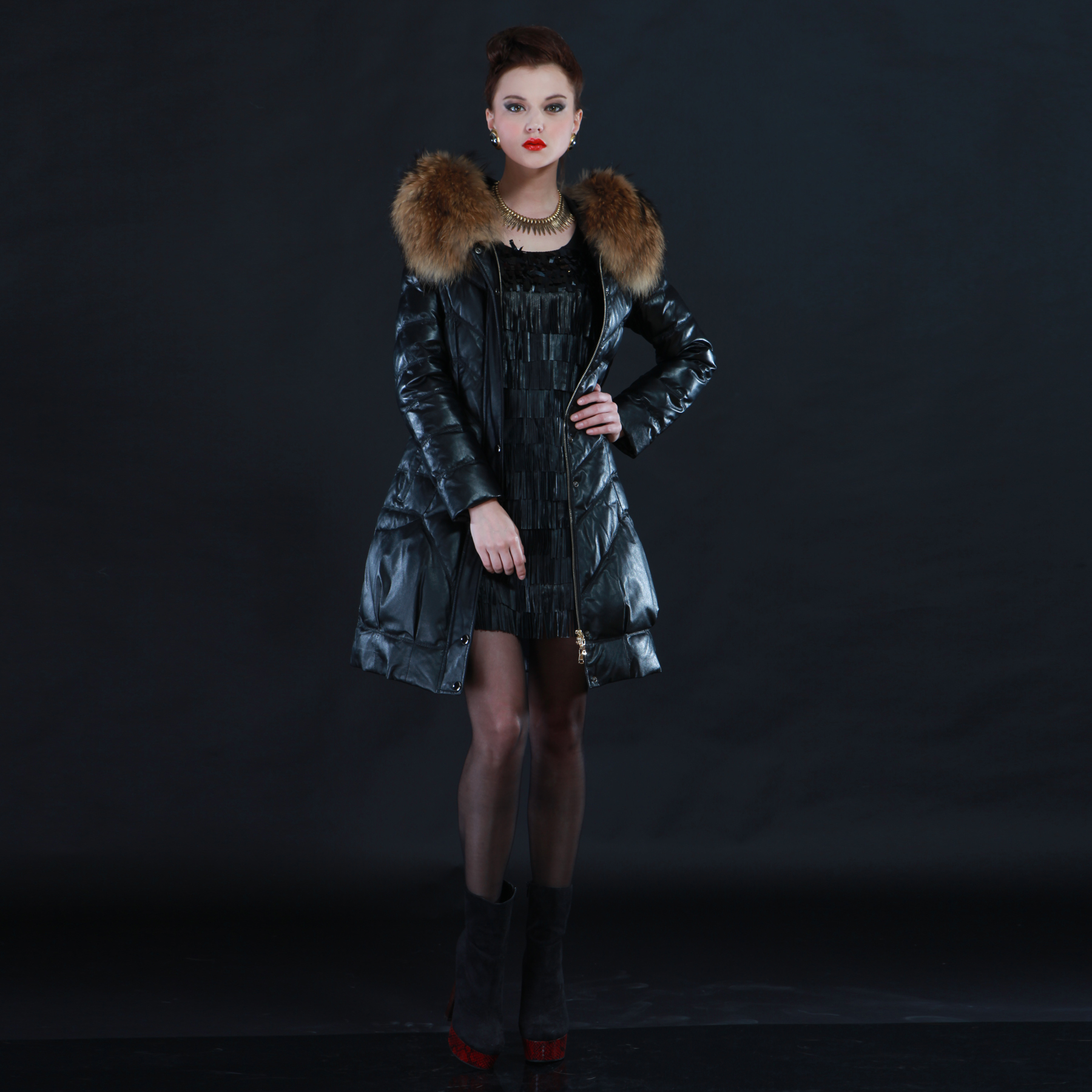 Genuine leather clothing genuine leather down coat Women ultralarge raccoon fur sheepskin medium-long