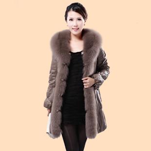 Genuine leather down coat female medium-long overcoat fur fox sheepskin clothing