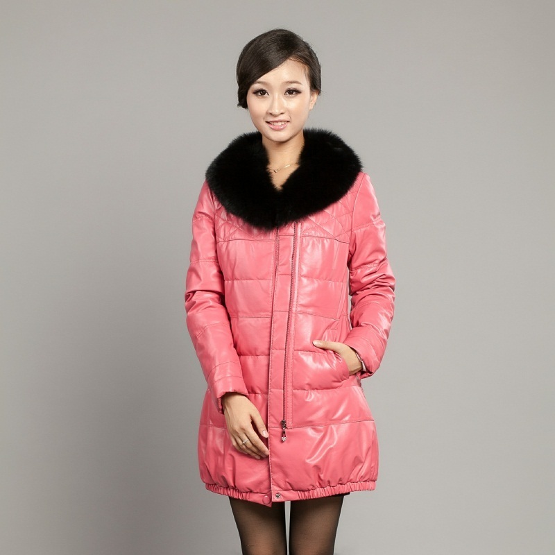 Genuine leather down coat women's medium-long 2012 leather clothing sheepskin fur collar outerwear