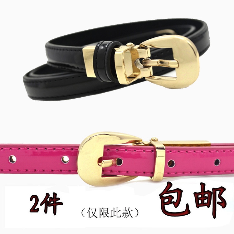 Genuine leather fashion all-match women's thin belt female japanned leather candy color strap female strap