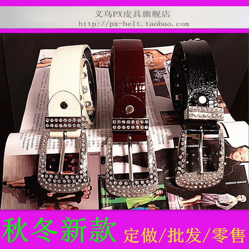 Genuine leather fashion Women rhinestone women's belt full rhinestone diamond crystal with diamond strap