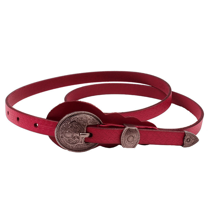 Genuine leather genuine leather national trend carved vintage fashion all-match belt strap women's thin belt