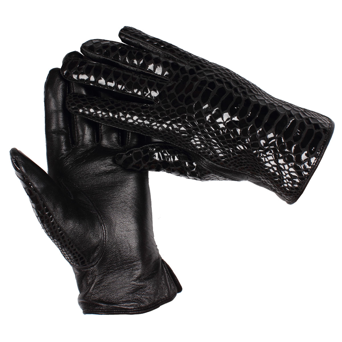 Genuine leather gloves serpentine pattern gloves women's winter short design leather gloves thermal gloves