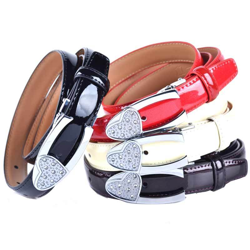 Genuine leather heart diamond japanned leather fashion strap ol women's strap belt 5597