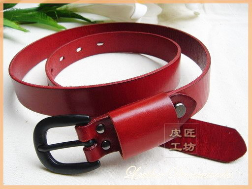 Genuine leather pin buckle women's strap genuine leather red fashion women's belt cronyism