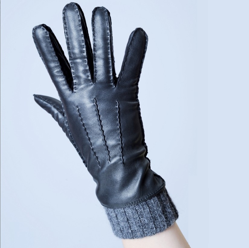 Genuine leather thermal suede gloves women's winter lovely yarn women's ultra long