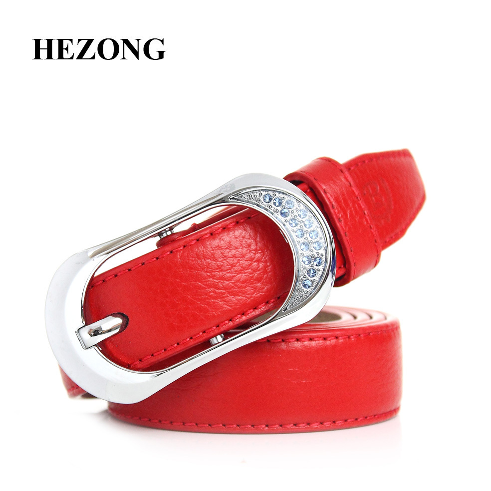 Genuine leather thin belt female all-match women's strap pin buckle fashion decoration cummerbund cowhide belt accessories red