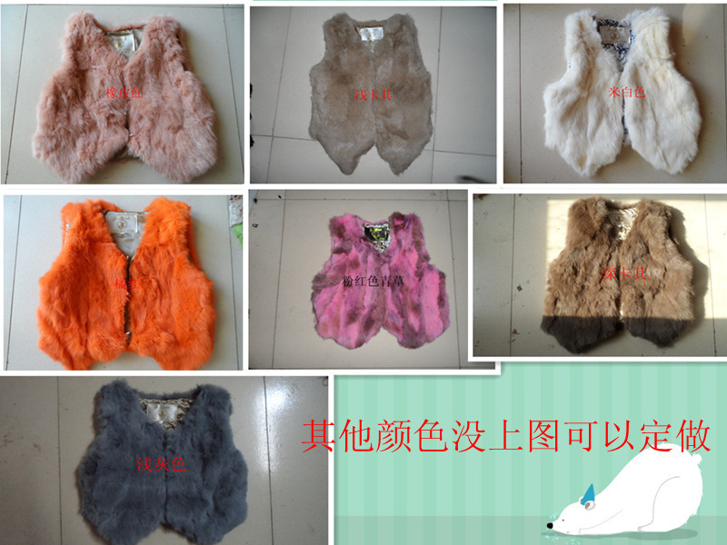 Genuine leather vest 2012 fur coat popular double v rabbit leather vest rabbit fur