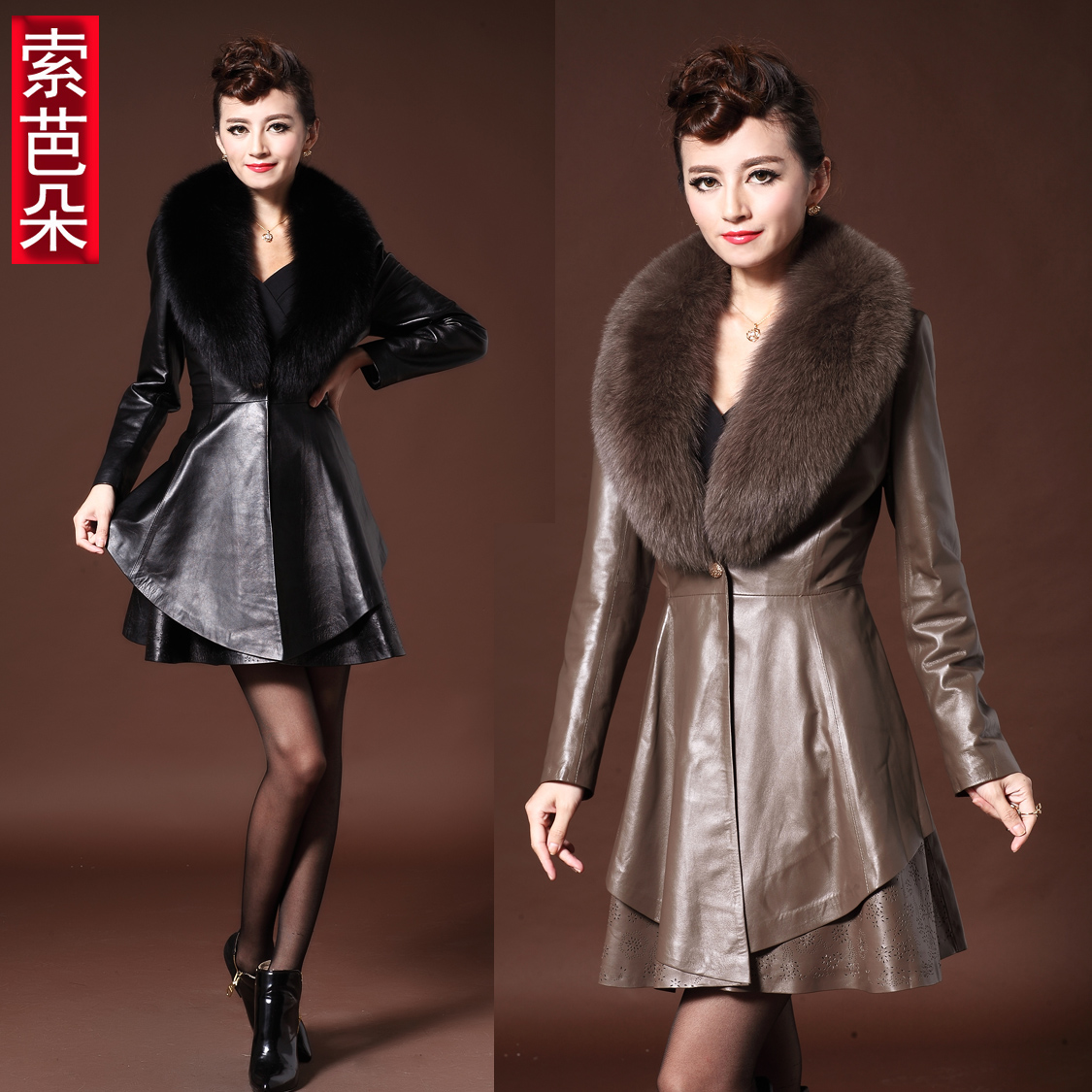 Genuine leather women 2012 winter new arrival luxury fox fur outerwear sheepskin leather clothing 1360