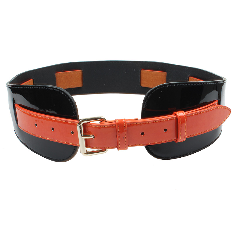 Genuine leather women's all-match fashion cummerbund color block candy color female belt thin belt cronyism Women japanned