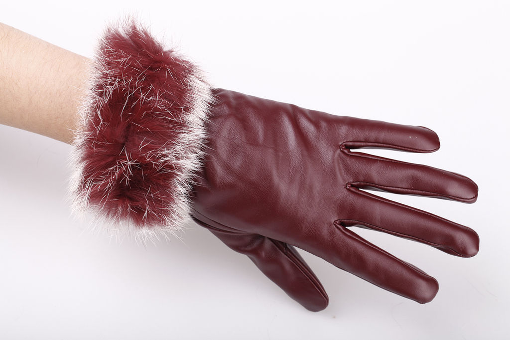 Genuine leather women's gloves leather gloves female rabbit fur leather gloves thermal gloves female