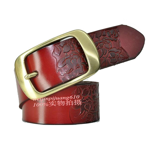 Genuine leather women's strap fashion women belt genuine leather embossed leather belt (BL007)