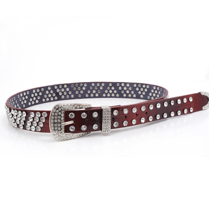 Genuine leather women's strap genuine leather belt female fashion decoration belt female all-match rhinestone