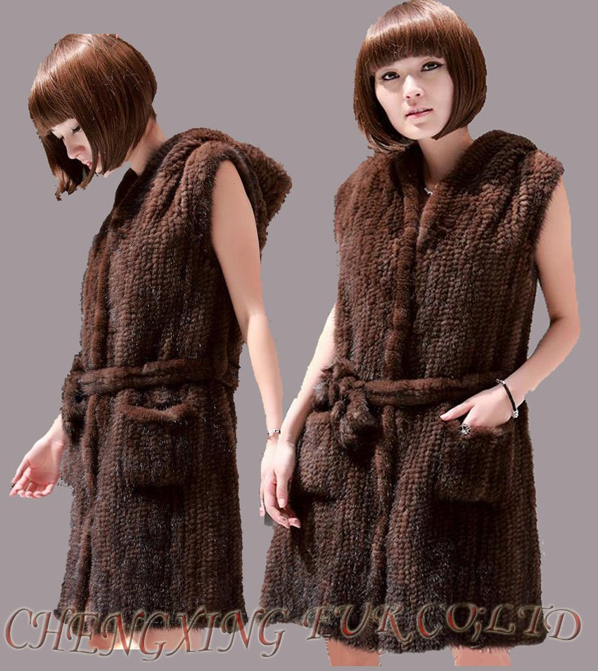 Genuine Mink Fur Fashion Hoodie - Brown / Black ~ DROP SHIPPING