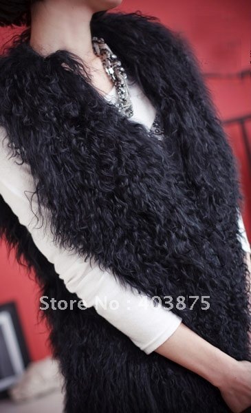 Genuine Mongolian Sheep Fur Gilet Fashion Gilet high qulity Gilet FREE SHIPPING