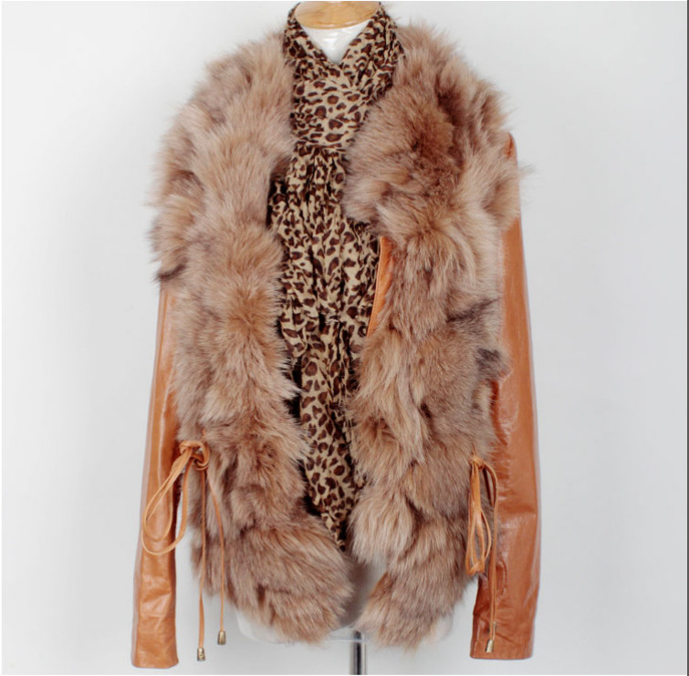 Genuine sheepskin leather clothing fox fur coat female short design slim leather clothing