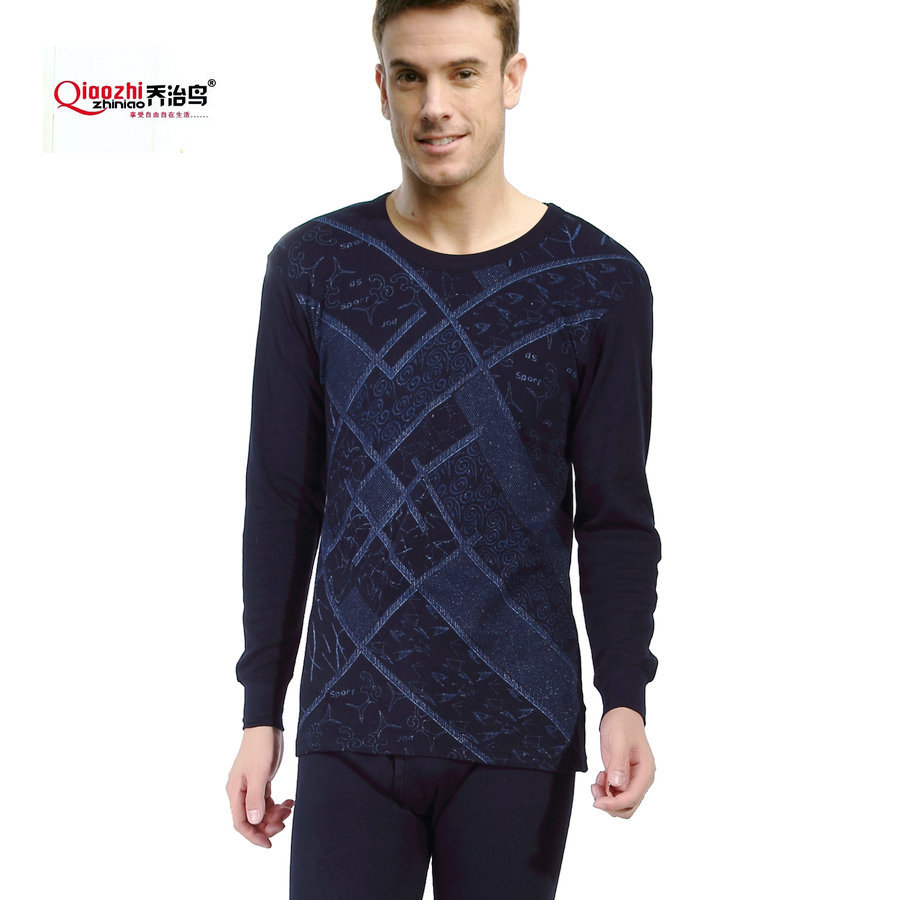 George bird 100% cotton print male thin thermal underwear set long johns long johns 100% cotton basic underwear