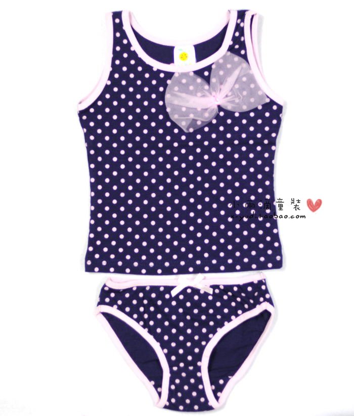 Get US$20 off for US$200 Bow yarn flower underwear set child pure cotton vest trigonometric panties set basic set girls clothing