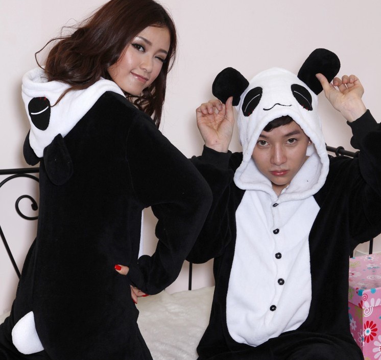 Giant panda sleepwear cartoon lovers animal one piece sleepwear derlook 100% cotton lounge female