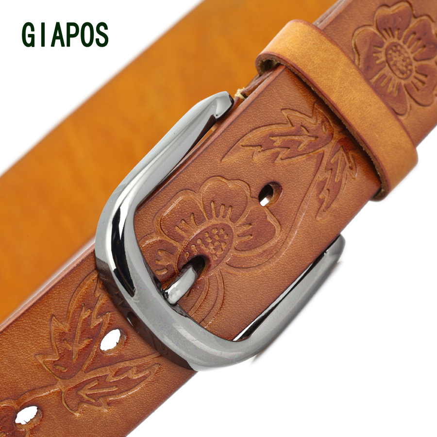 Giapos 2012 all-match vintage embossed first layer of cowhide genuine leather female belt strap