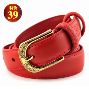 Gift red belt women's pin buckle strap SEPTWOLVES strap women's genuine leather