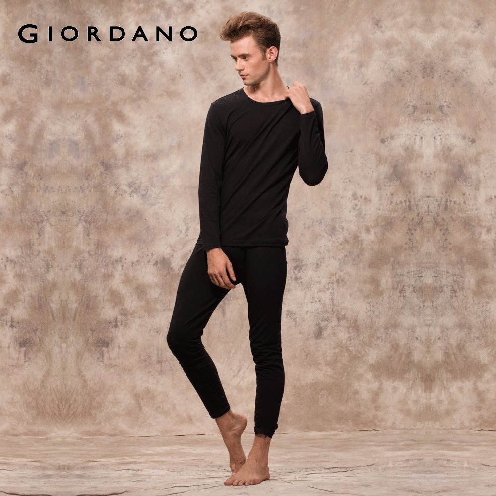 GIORDANO men's clothing nano fiber thin efficient thermal underwear set male 01212801